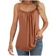 thumbnail image 1 of Tnhcen Trendy Solid Satin Camisole Top Women's Ruffled Sleeveless Blouse (M-2XL) Elegant Flowy Casual Wear, 1 of 9