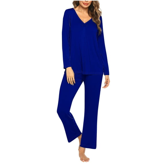 Tnhcen Two Piece Loungewear Soft Pajama Top and Pants Pjs Sleepwear Women's Pajamas Set Long Sleeve Pj Sets S-3XL