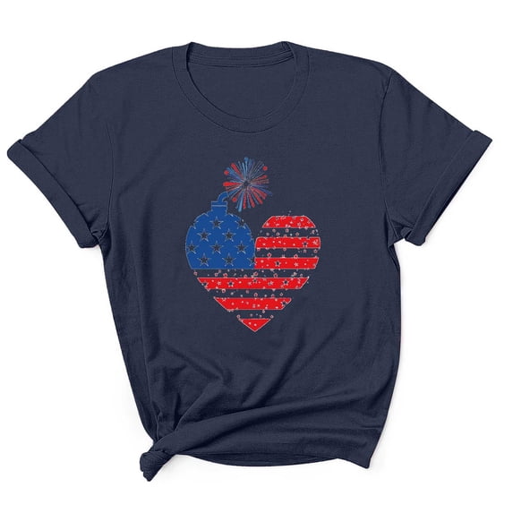 Tnhcen USA Flag Shirt Tops USA Flag Heart Shirts for Men 4th of July T-Shirt Graphic Patriot Tee S-3XL