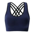 thumbnail image 1 of Tnhcen V Neck Sports Bra No Steel Ring Shockproof Sports Bras Racerback Bralettes for Women Underclothes for Breathable Underwear for Women, Blue, XL, 1 of 2