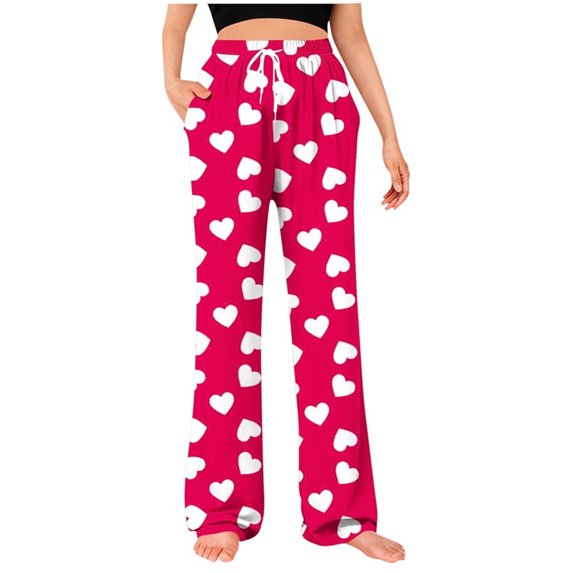 Tnhcen Valentine's Day Print Casual Lounge Pants Unisex Drawstring Waist Elastic Waistband Side Pocket Pajama Pants for Women Men New Arrivals Soft Stretchy Fabric S-3XL