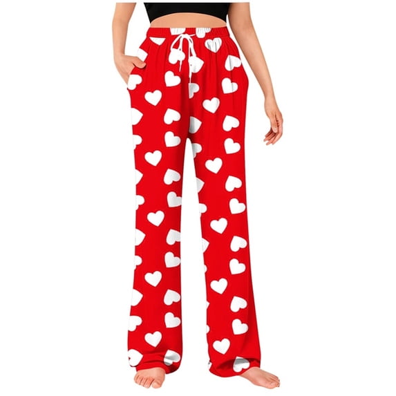 Tnhcen Valentine's Day Print Casual Lounge Pants Unisex Drawstring Waist Elastic Waistband Side Pocket Pajama Pants for Women Men New Arrivals Soft Stretchy Fabric S-3XL