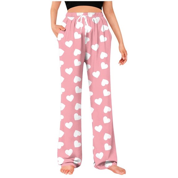 Tnhcen Valentine's Day Print Casual Lounge Pants Unisex Drawstring Waist Elastic Waistband Side Pocket Pajama Pants for Women Men New Arrivals Soft Stretchy Fabric S-3XL