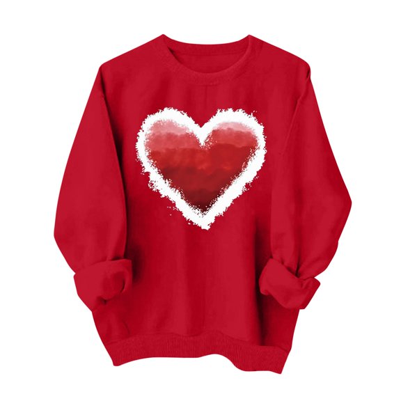 Tnhcen Valentine's Day Women's Crewneck Sweatshirt, Love Graphic Long Sleeve Pullover, 100% Polyester Casual Top for Women, Sizes XS - XL