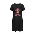 thumbnail image 1 of Tnhcen Valentine's Day Women's Short Sleepwear Plus Size 3XL - 5XL Heart Print Bowknot Nightgown Milk Silk Cozy Casual Pajama Dress for Women Valentine's Gift, 1 of 5