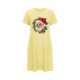 thumbnail image 1 of Tnhcen Versatile Christmas Pajamas Plus Size Cute Print Short Sleeve Loungewear Round Neck Soft Polyester Spandex S-2XL for Sleeping/Relaxing, 1 of 5