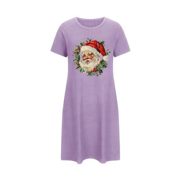 Tnhcen Versatile Christmas Pajamas Plus Size Cute Print Short Sleeve Loungewear Round Neck Soft Polyester Spandex S-2XL for Sleeping/Relaxing