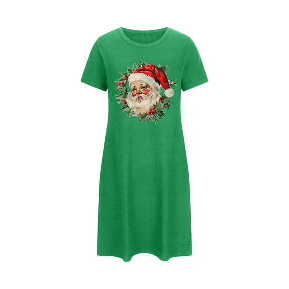 Tnhcen Versatile Christmas Pajamas Plus Size Cute Print Short Sleeve Loungewear Round Neck Soft Polyester Spandex S-2XL for Sleeping/Relaxing