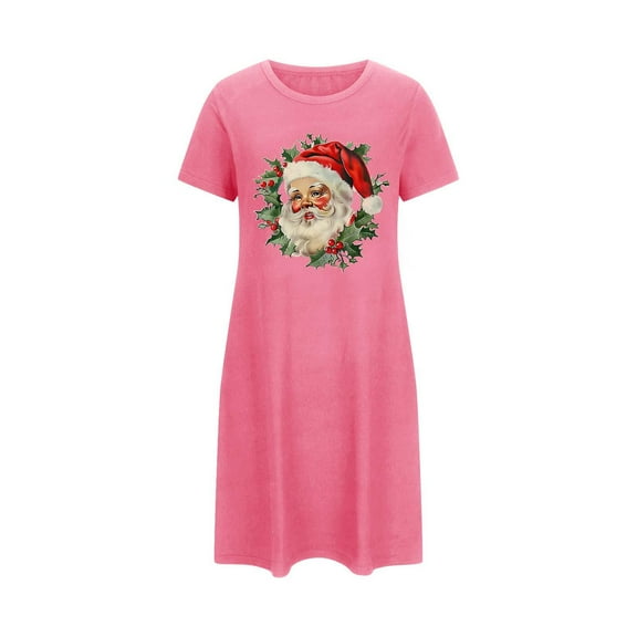 Tnhcen Versatile Christmas Pajamas Plus Size Cute Print Short Sleeve Loungewear Round Neck Soft Polyester Spandex S-2XL for Sleeping/Relaxing