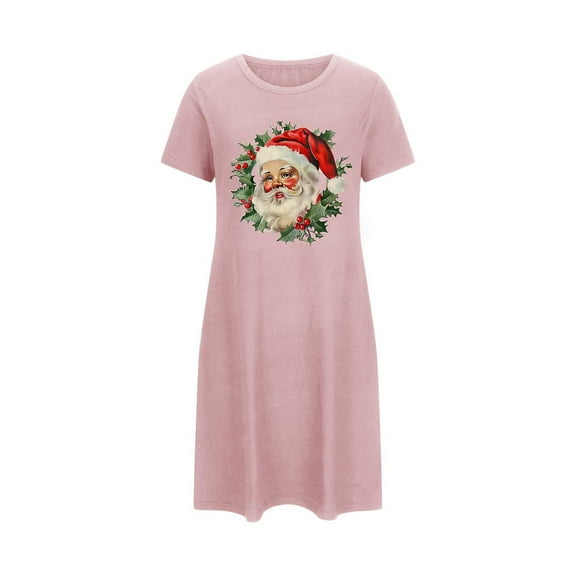 Tnhcen Versatile Christmas Pajamas Plus Size Cute Print Short Sleeve Loungewear Round Neck Soft Polyester Spandex S-2XL for Sleeping/Relaxing
