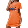 thumbnail image 1 of Tnhcen Versatile Patriotic Loungewear – Women's 4th of July Print Short Dress Short Sleeve Crew Neck Stretchy Polyester Spandex S-2XL for Home/Parties, 1 of 7