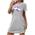 thumbnail image 1 of Tnhcen Versatile Romantic Sleepwear Heart Print Short Sleeve Crew Neck Dress Soft Polyester Spandex S-2XL for Home/Parties/Relaxing, 1 of 3