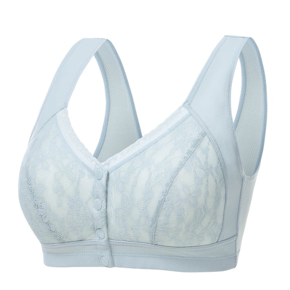 Tnhcen Wireless Bras for Woman Oversized Strapless Bra with Cotton Design Style Front Buckle Underwear Sports Bra with Underwire and Front Closure Women's Underwear Women's Underwear, Light Blue, 105C