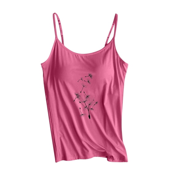Tnhcen Woman Printing Camisole with Chest Pad No Steel Rings Bottom Underwear Yoga Sports Camisoles with Built In Bra Womens Sleeveless Tops Sleepwear Nightwear