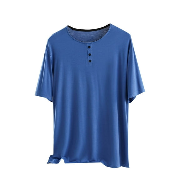 Tnhcen Women Blouse Plain Casual Fashion Round-Neck Regular Short Sleevesleepwear Tops Camisoles for Women for Under Clothes Long Vest for Women Blue