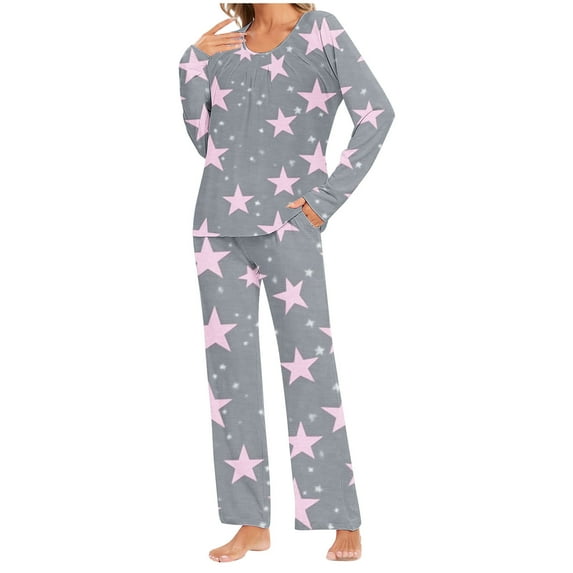 Tnhcen Women Pajamas Cute Sleepwear Long Sleeve Homewear Cozy Earth Nightwear for Women S-3XL