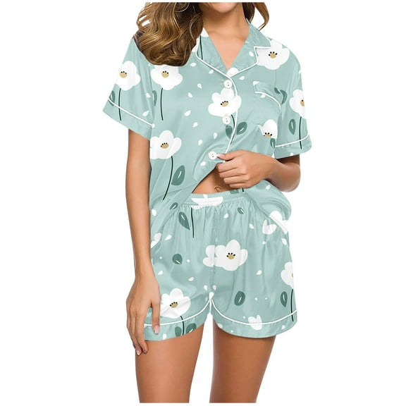 Tnhcen Women's 2 Piece Button Down Pajama Sets Bride Pajamas Sets Sleepwear Shorts Loungewear Set S-2XL