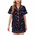 thumbnail image 1 of Tnhcen Women's Pajama Set Button Front Turn - down Collar Heart Print Short Sleeve Short Pants Modal - like Fabric S - 2XL Valentine's Day Sleepwear, 1 of 5