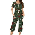 thumbnail image 1 of Tnhcen Women's 2-Piece Christmas Themed Pajama Set Casual Loose Round Neck Top Capris Soft Cozy Nightwear Holidays Lounge Homewear S-3XL, 1 of 5