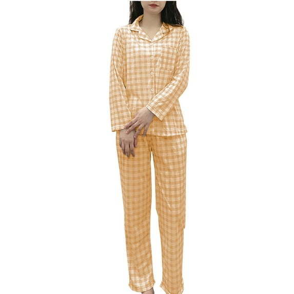 Tnhcen Women's 2 Piece Cotton Pajamas Set Ladies Button Down Long Short Sleeve Printed Sleepwear Homewear Set M-3XL