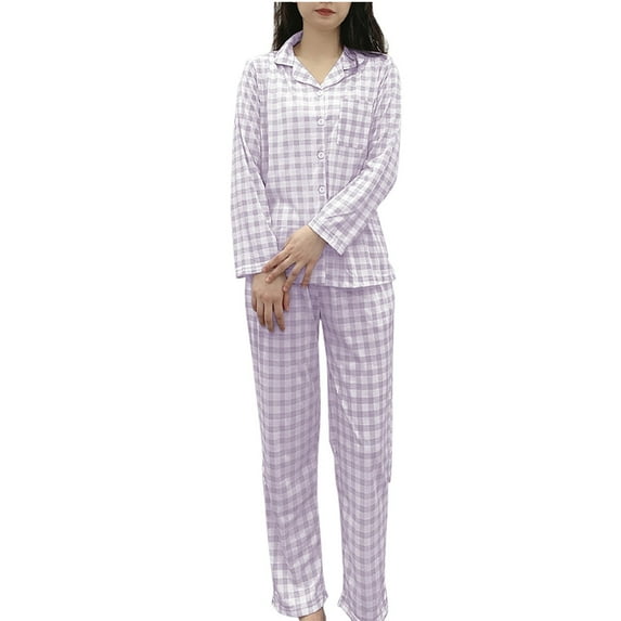Tnhcen Women's 2 Piece Cotton Pajamas Set Ladies Button Down Long Short Sleeve Printed Sleepwear Homewear Set M-3XL