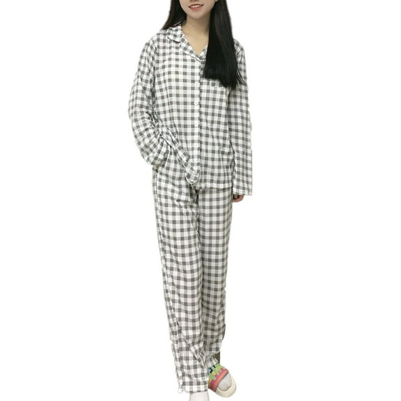 Tnhcen Women's 2 Piece Cotton Pajamas Set Ladies Button Down Long Short Sleeve Printed Sleepwear Homewear Set M-3XL