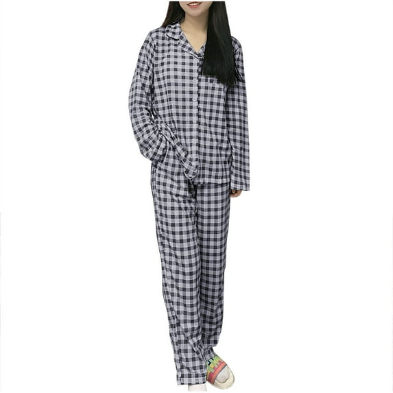 Tnhcen Women's 2 Piece Cotton Pajamas Set Ladies Button Down Long Short Sleeve Printed Sleepwear Homewear Set M-3XL