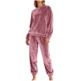 thumbnail image 1 of Tnhcen Women's 2 Piece Flannel Pajama Set Plush Fuzzy Thermal Sleepwear Cozy Fleece Lounge Wear Elastic Waistband Pants 95% Polyester Winter Warm for Women S - 2XL, 1 of 8