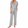 thumbnail image 1 of Tnhcen Women's 2 Piece Pajama Set Short Sleeve Top Pants Lounge Sets Summer Ladies Pjs Homewear Sets S-2XL, 1 of 6