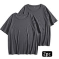 thumbnail image 1 of Tnhcen Women's 2 Pieces Summer Solid Color Short Sleeves Top Set Round Neck Loose Breathable Tees Shirts S-2XL, 1 of 9