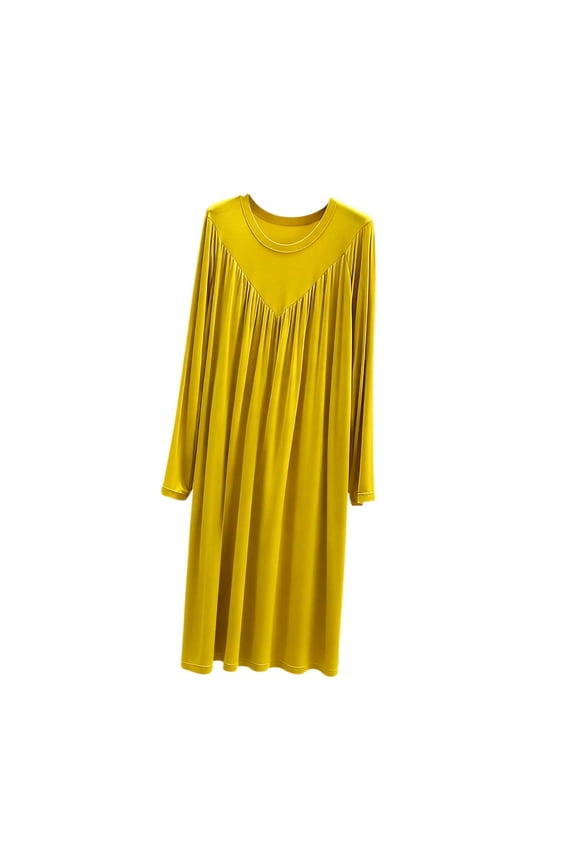 Women's 20%Modal 40%Cotton 40%Polyester Modal Blend Long Sleeve Nightgown, Plus Size L - XL Casual Loungewear Dress, Soft Beddress, Home Sleepwear, Cozy Pajama Dress