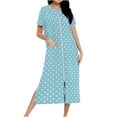 thumbnail image 1 of Tnhcen Women's 2025 Polka-Dot Print Zip-Up Long Robe Full-Length Pajama Dress Cozy Milk Silk Double-Sided Fleece with Pockets S-2XL Soft Sleepwear Home Wear, 1 of 7