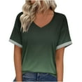 thumbnail image 1 of Tnhcen Women's 2025 Spring Summer Loose Fit V-Neck Gradient T-Shirt - Plus Size Friendly S-5XL Casual Breathable Tops, 1 of 8