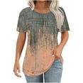 thumbnail image 1 of Tnhcen Women's 2025 Summer New Arrival Abstract Watercolor Print Chest Ruffle Crew Neck Tops – Casual Plus Size Friendly Short Sleeve Blouses S-2XL, 1 of 6