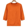 thumbnail image 1 of Tnhcen Women's 3/4 Sleeve Sweatshirt Solid Color Crew Neck Casual Loose Fit Pullover Top with Ribbed Cuffs Soft Fleece Winter Fall Basic Layering Piece S-2XL Plus Size, 1 of 5