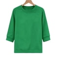 thumbnail image 1 of Tnhcen Women's 3/4 Sleeve Sweatshirt Solid Color Crew Neck Casual Loose Fit Pullover Top with Ribbed Cuffs Soft Fleece Winter Fall Basic Layering Piece S-2XL Plus Size, 1 of 5