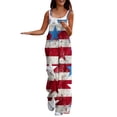 thumbnail image 1 of Tnhcen Women's 4th of July Print Spaghetti Strap Romper – High Waisted Wide Leg Independence Day Jumpsuit with Pockets Stretchy Casual Holiday Outfit S-3XL, 1 of 5