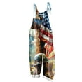 thumbnail image 1 of Tnhcen Women's 4th of July Patriotic Overalls - Casual Tie-Shoulder Slub Linen Jumpsuit with Independence Day Print 2 Pockets S-5XL, 1 of 5