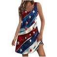 thumbnail image 1 of Tnhcen Women's 4th of July Print Sleeveless V-Neck Nightgown American Flag Sunflower Side Slit Pocket Soft Sleepwear S-2XL Red, 1 of 7