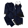 thumbnail image 1 of Tnhcen Women's 5-Piece Satin Pajama Set with Robe, Lace Trim Sleepwear & Loungewear Outfit, Plus Size Long Sleeve Nightgown Pajamas for Women S-3XL, 1 of 7