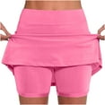 thumbnail image 1 of Tnhcen Women's Athletic Skort with Built-in Shorts Mid Waist Yoga Skirt Shorts Polyester Spandex Milk Silk Double-Sided Fleece S-2XL, 1 of 5
