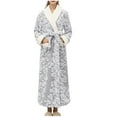 thumbnail image 1 of Tnhcen Women's Autumn Winter Double Layer Thickened Arctic Fleece Long Sleeve Plus Size Jacquard Print Sleep Robe - Loose Fit Loungewear for Cozy Home Wear (M-3XL), 1 of 5