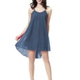 thumbnail image 1 of Tnhcen Women's Backless Scoop Neck Chiffon Cami Short Sleep Dress, Nylon Spandex Soft Breathable Nightgown with Adjustable Straps, Loose Fit Plus Size Sleepwear S-2XL, 1 of 3