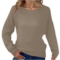 thumbnail image 1 of Tnhcen Women's Basic Knit Sweater Fall Essential Thin Top Soft Polyester Jacquard Pullover Classic Round Neck Casual Wear Simple Solid Color Long Sleeve S-3XL, 1 of 8