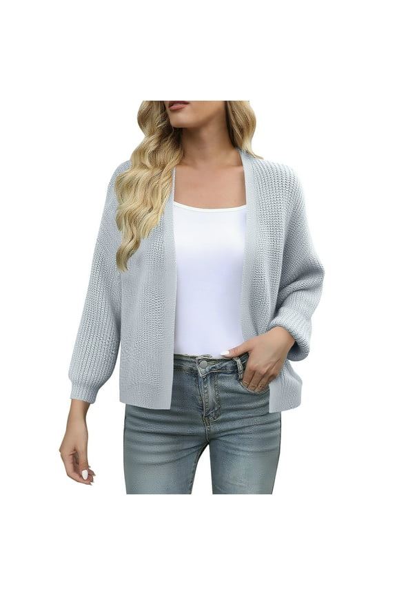 Women's Batwing Sleeve Cardigan Chunky Knit Open Front Sweater 100% Polyester Free Size Top Cozy Pockets Outerwear Fall Winter Loose Fit Coat