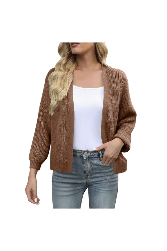 Women's Batwing Sleeve Cardigan Chunky Knit Open Front Sweater 100% Polyester Free Size Top Cozy Pockets Outerwear Fall Winter Loose Fit Coat