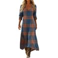 thumbnail image 1 of Tnhcen Women's Bohemian Style Printed V - Neck Long Sleeve Maxi Dress Plus Size S - 2XL Nylon Spandex Matte Finish Slim Fit Casual Dress, 1 of 5