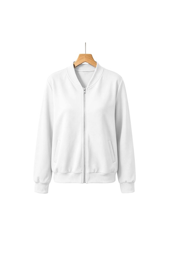 Women's Bomber Jacket Full Zip Up Casual Solid Color Sweatshirt with Pockets Long Sleeve Raglan Sleeves Loose Fit Lightweight Jacket for Women Activewear Track Jacket S - 2XL