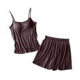 thumbnail image 1 of Tnhcen Women's Built-in Bra Modal Pajama Set Camisole Shorts Sleepwear Comfortable Loungewear Soft Home Wear M-4XL Coffee, 1 of 6