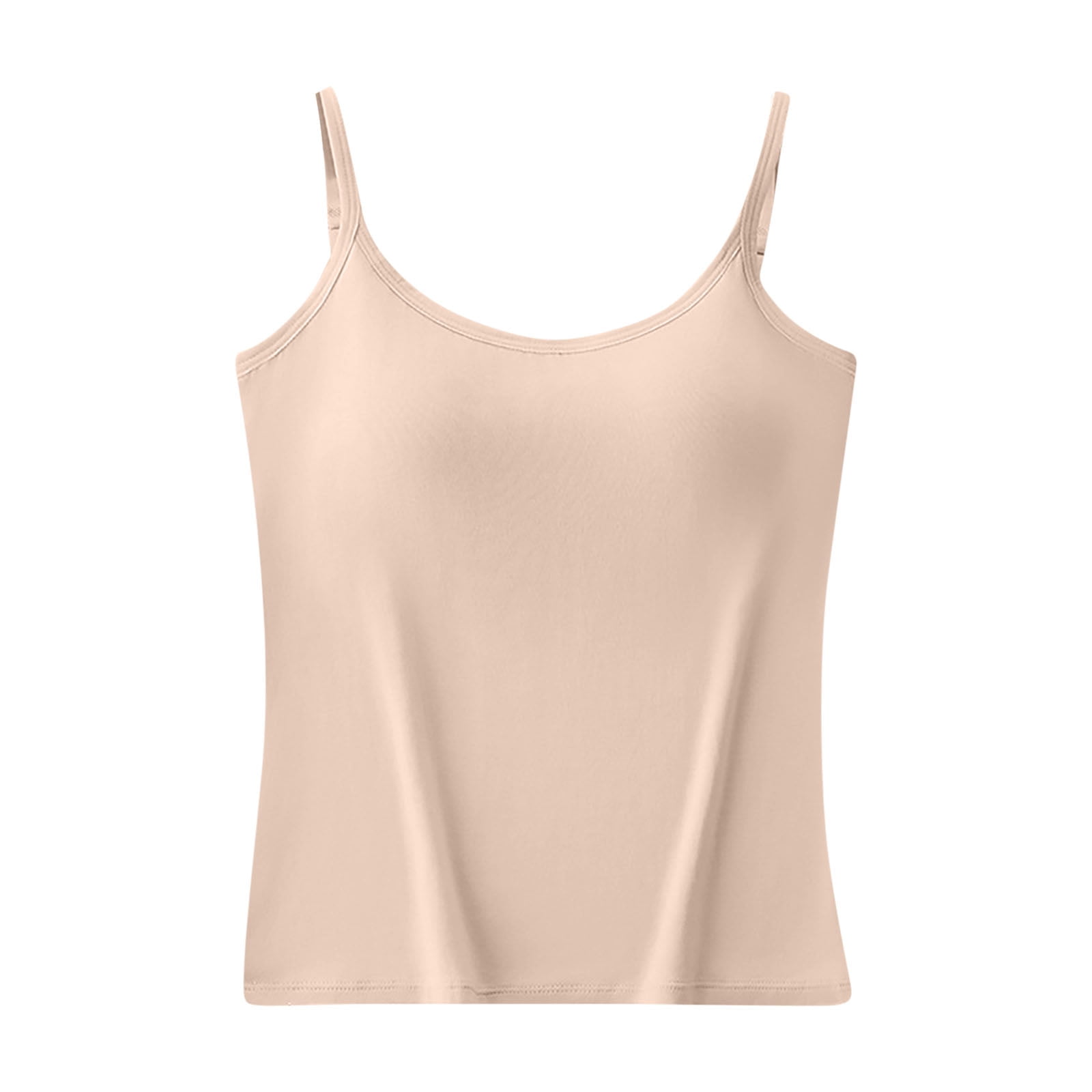 Women's Built-in Bra Pads Pajama - Adjustable Strap Basic Solid Color Pajama Top Modal-Cotton Blend Comfy Loungewear for Women (S-4XL)